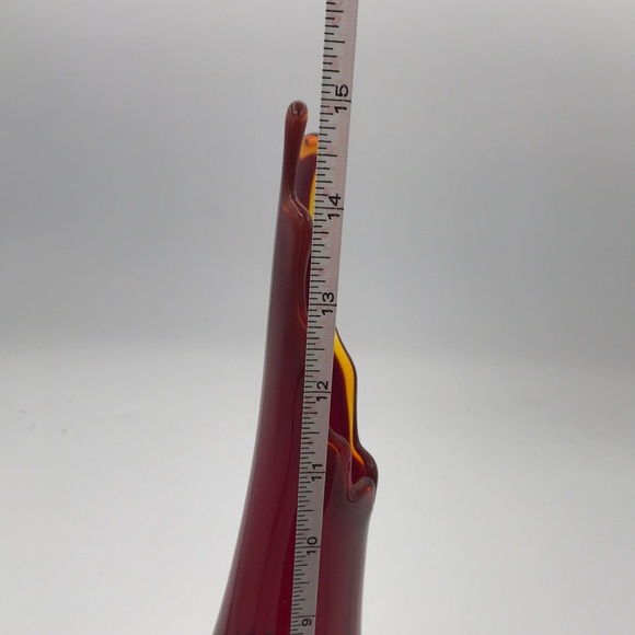 VTG MCM Fenton Ruby Red Amberina Hobnail 15" Swung Vase w/ Original Sticker - Picture 13 of 14